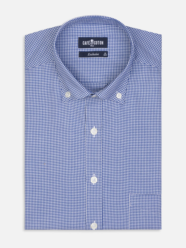 Camicia in percalle Landry Navy - Colletto abbottonato