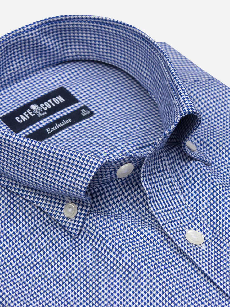 Camicia in percalle Landry Navy - Colletto abbottonato