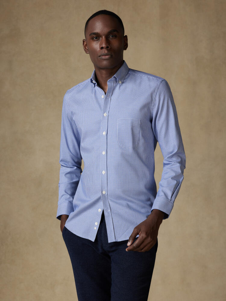 Camicia in percalle Landry Navy - Colletto abbottonato