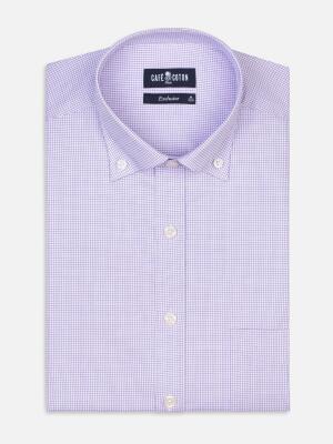 Chemise Lenny à carreaux parme - Col Boutonné