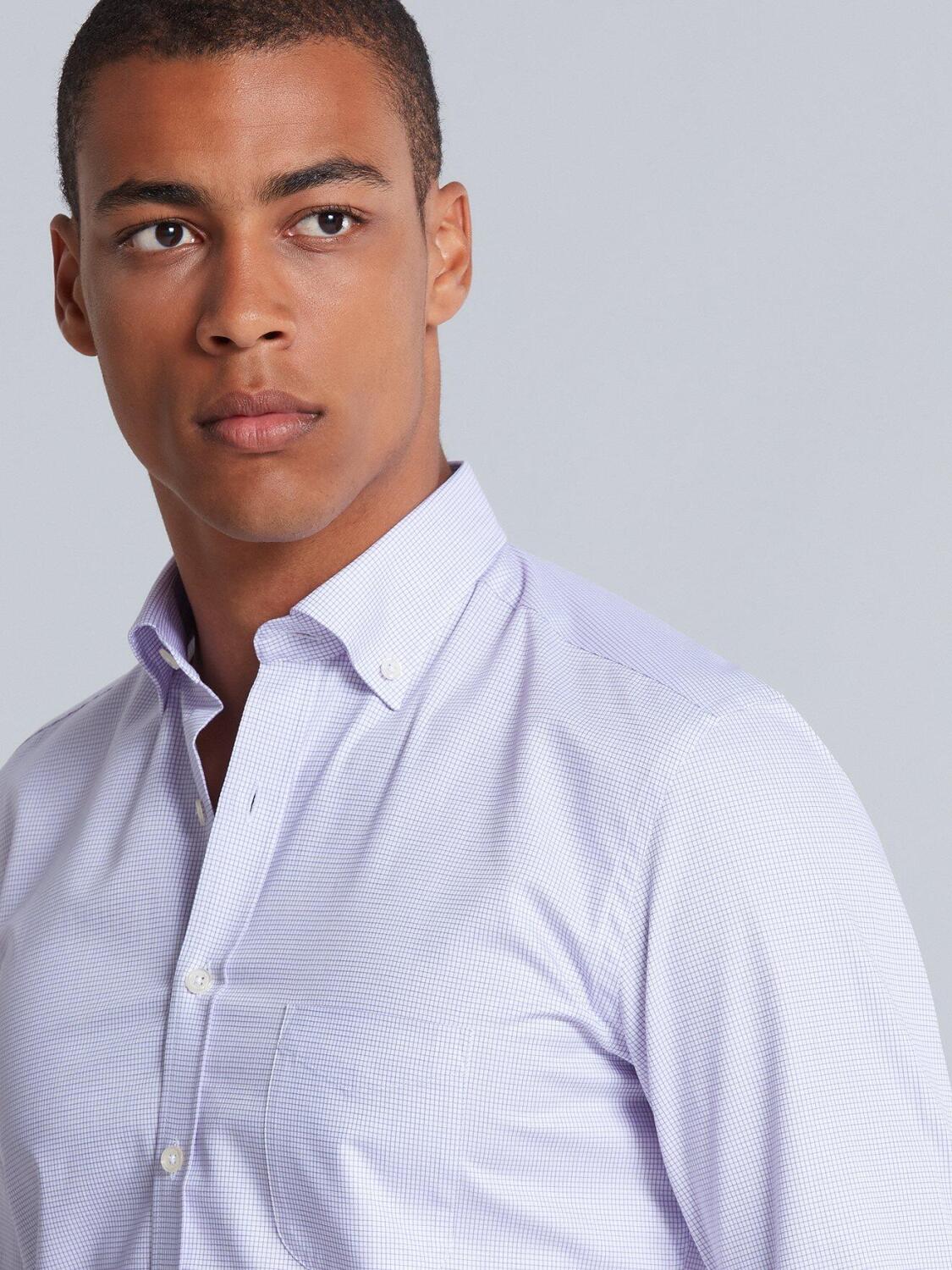 Chemise Lenny &agrave; carreaux parme - Col Boutonn&eacute;