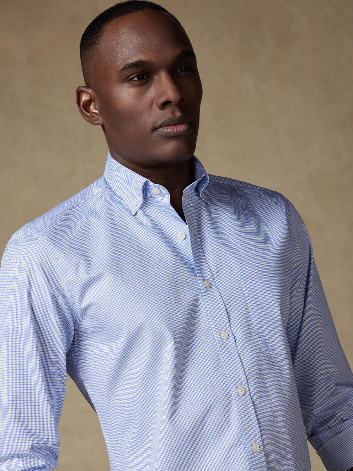 Overhemd Lenny met ruitjes blauw - Buttown down