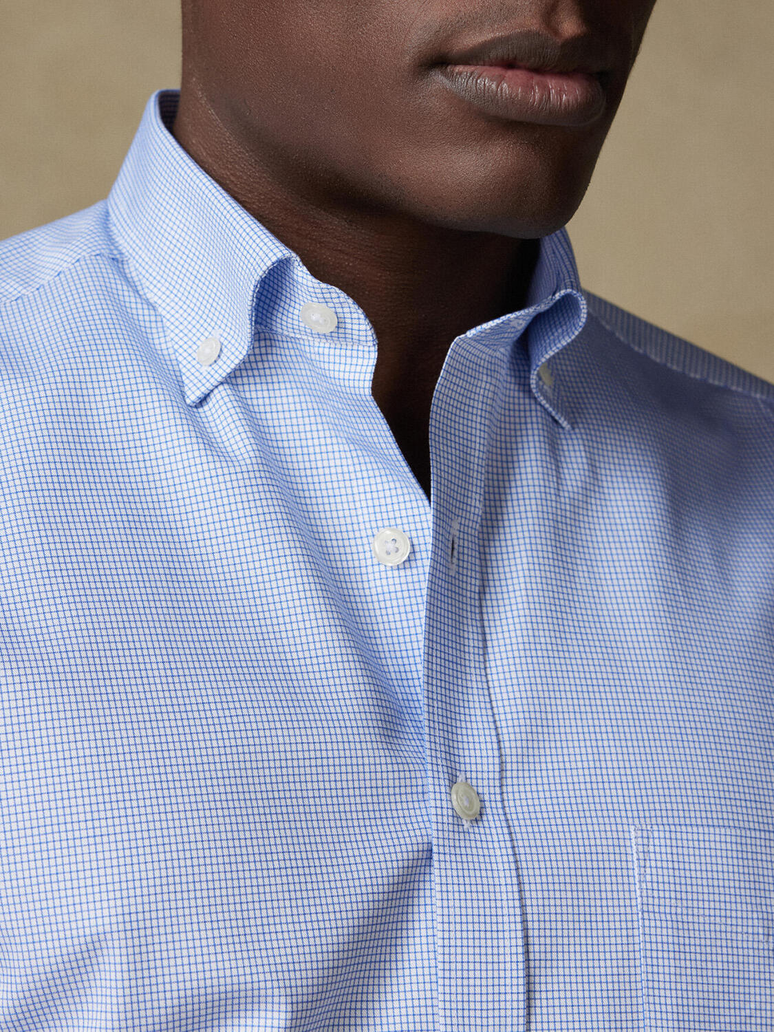 Overhemd Lenny met ruitjes blauw - Buttown down