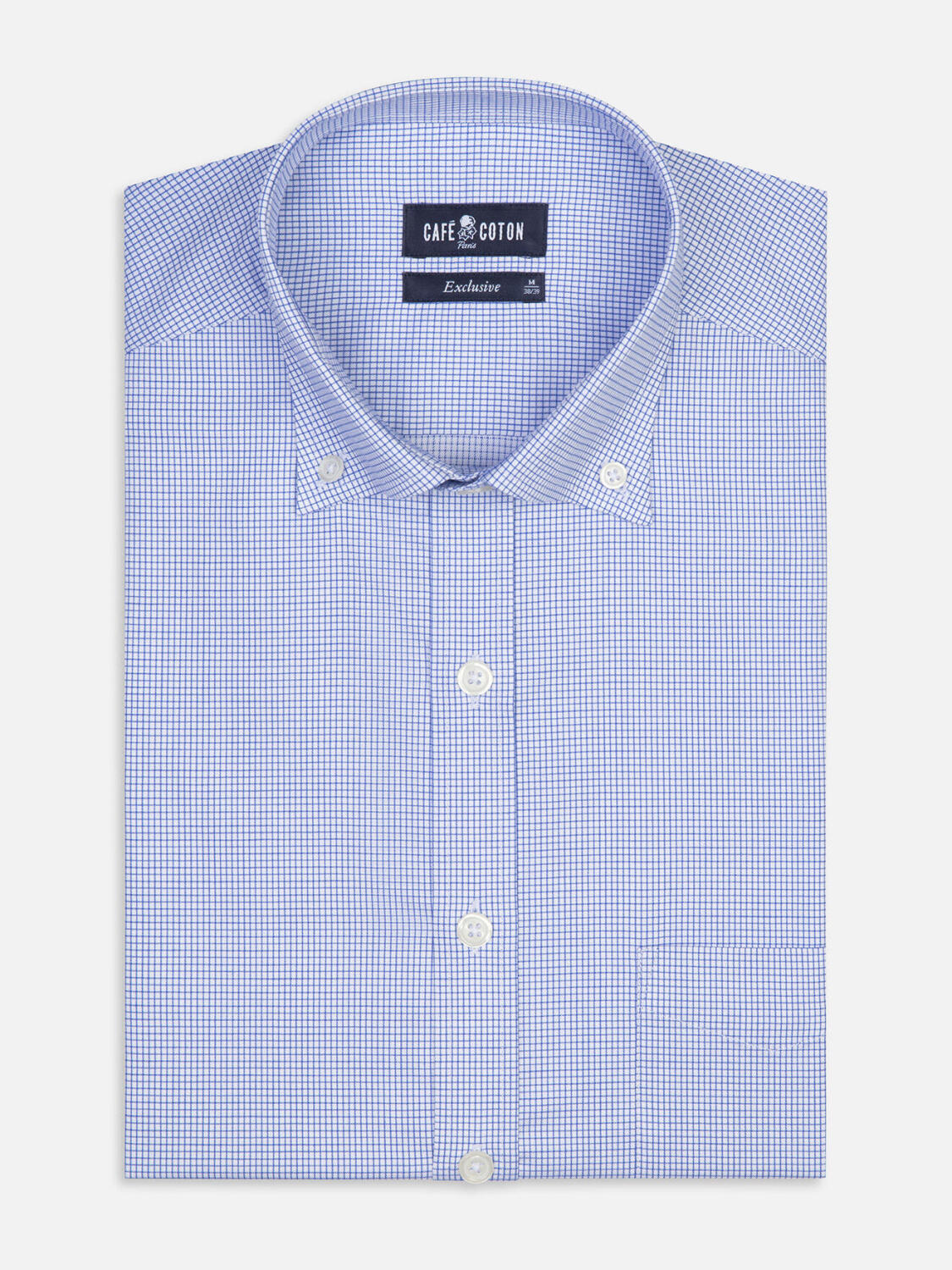 Overhemd Lenny met ruitjes blauw - Buttown down