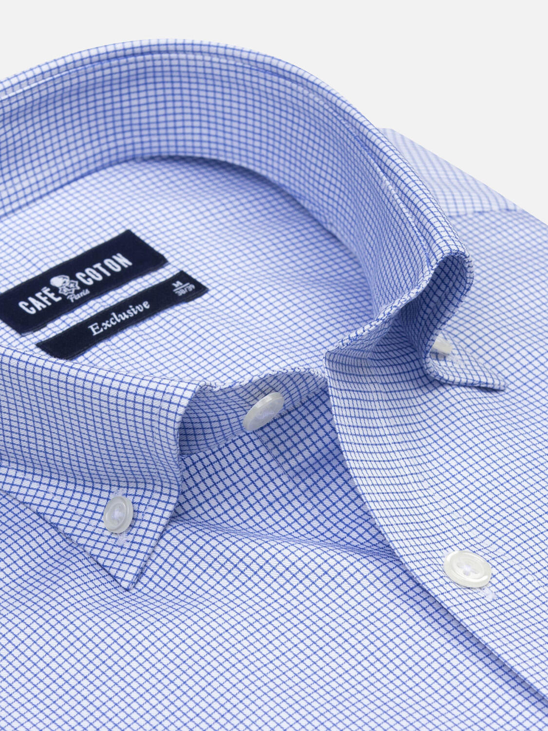 Overhemd Lenny met ruitjes blauw - Buttown down