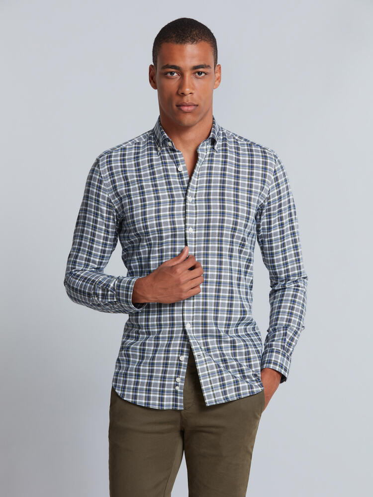 Leon green check shirt - Buttoned collar