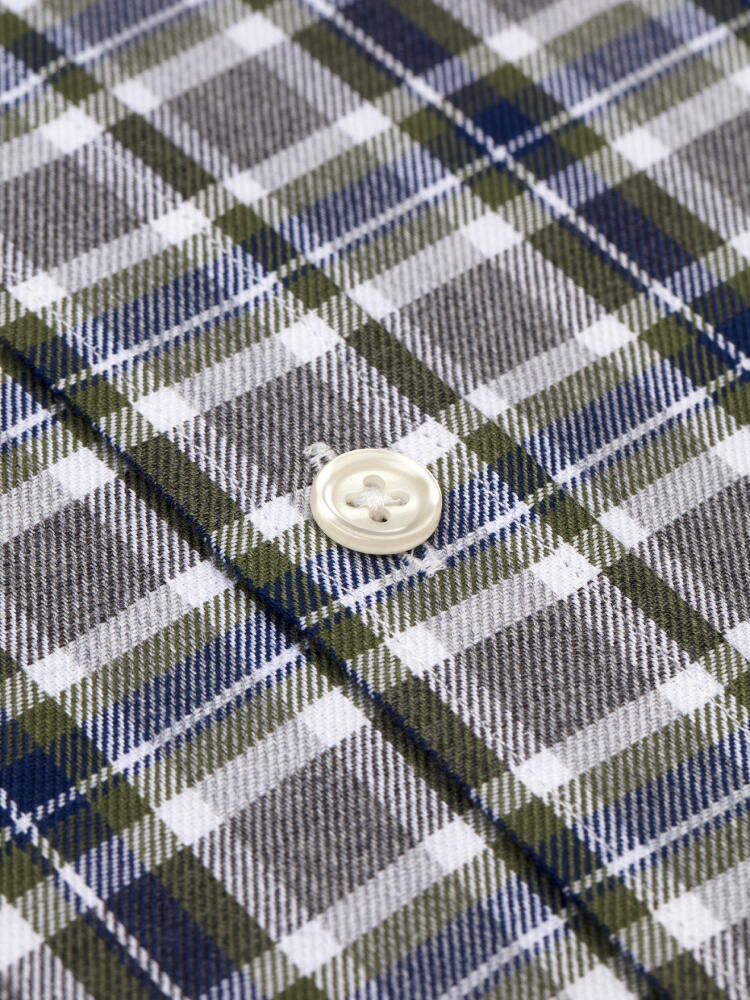 Leon green check shirt - Buttoned collar