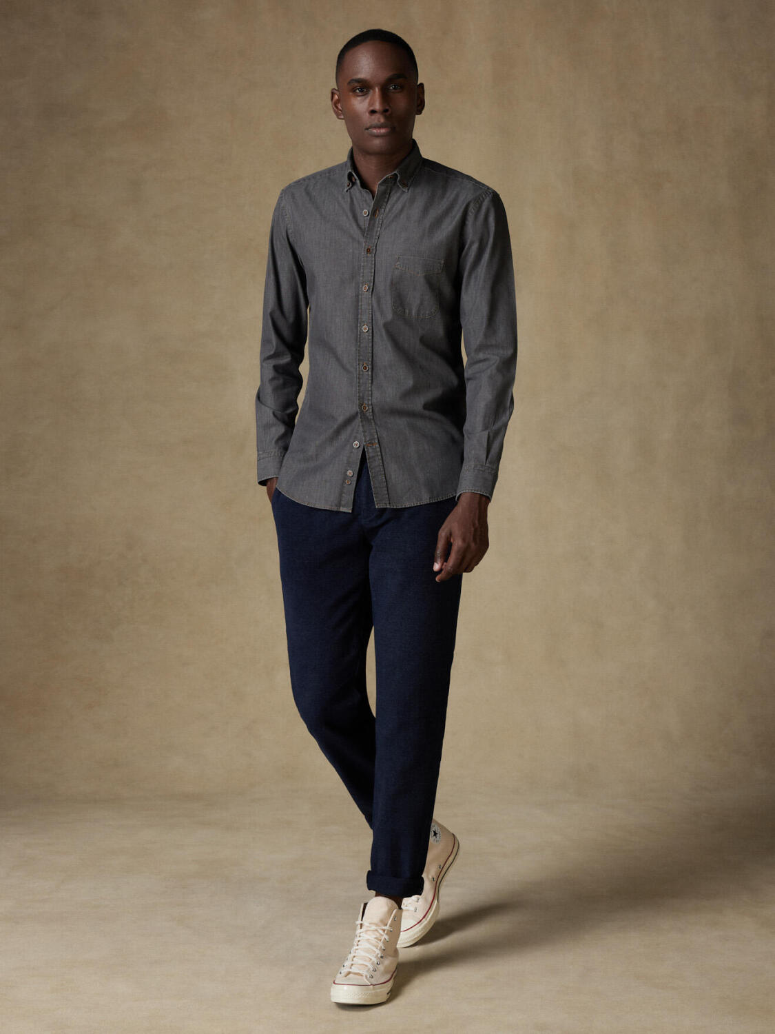 Lou Grey Denim Shirt  - Button down collar