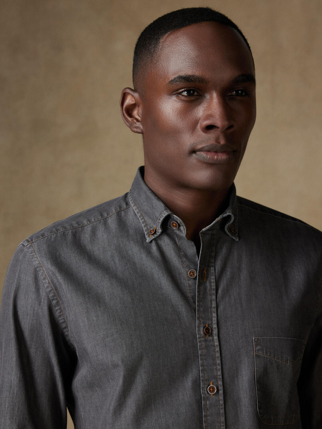 Lou Grey Denim Shirt  - Button down collar