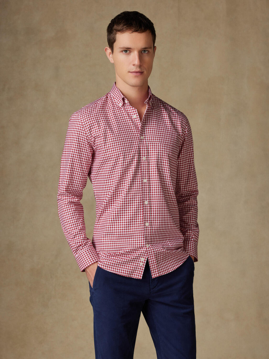 Lucas Red Check Shirt  - Button down collar