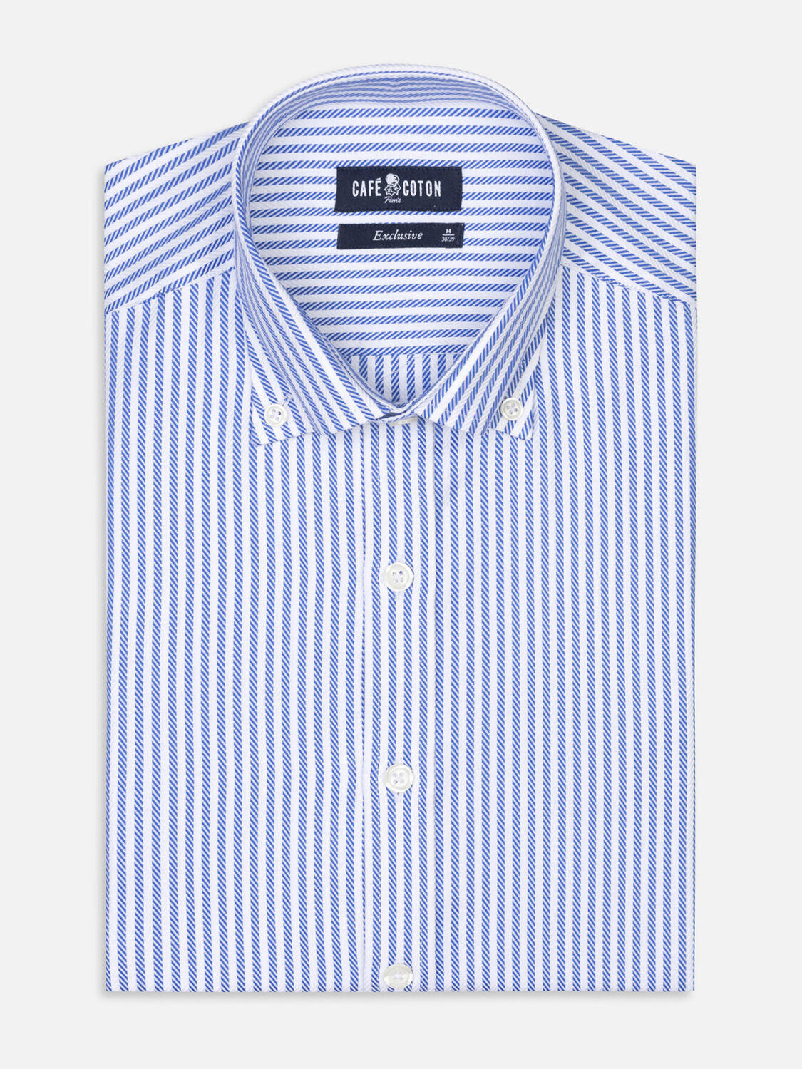 Lynn blauw gestreept overhemd - Button down Kraag