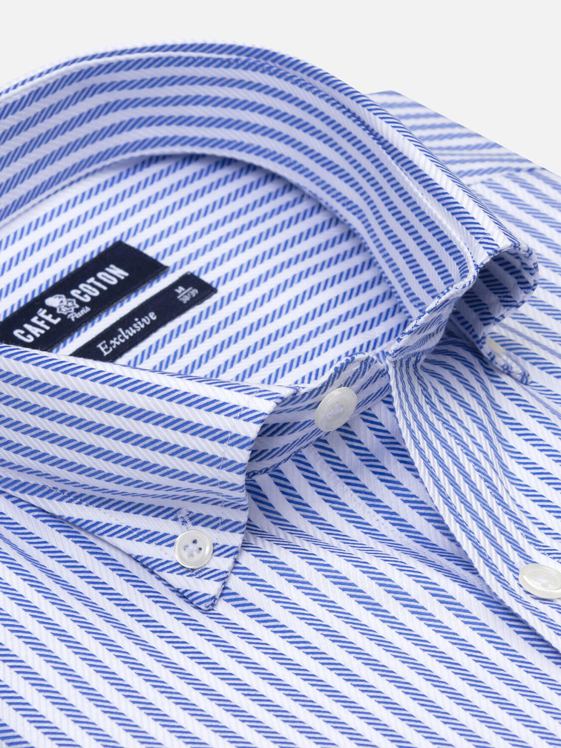 Lynn blauw gestreept overhemd - Button down Kraag