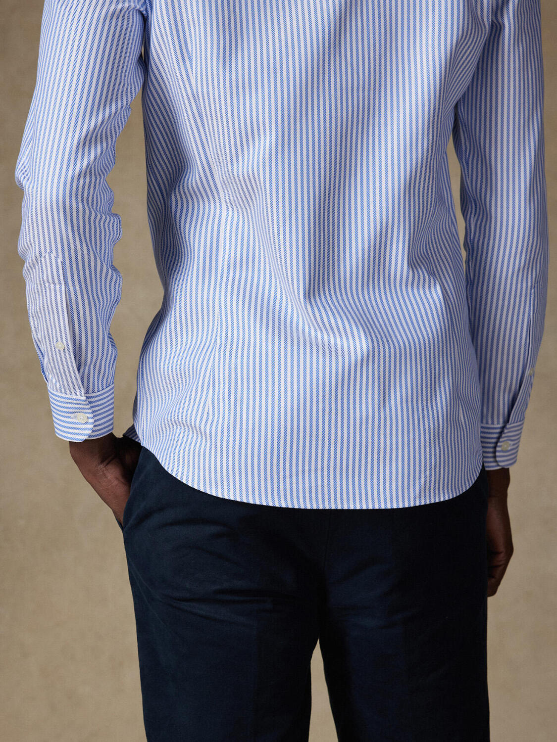 Lynn blauw gestreept overhemd - Button down Kraag