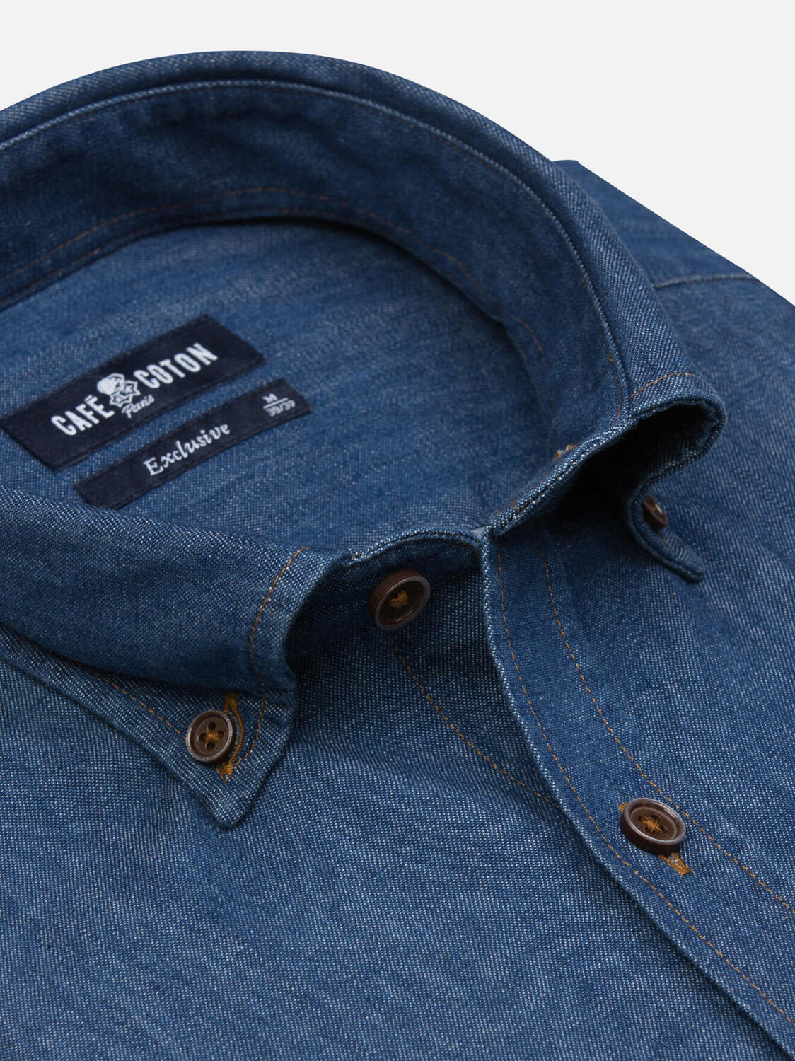 Malo denim overhemd - Button-down kraag