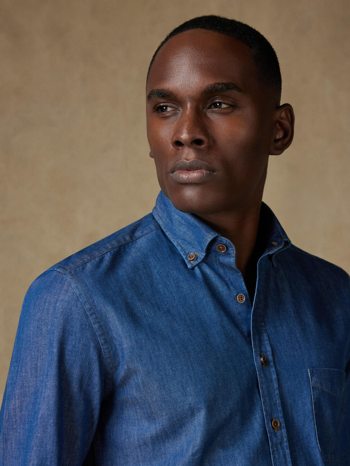 Malo denim overhemd - Button-down kraag