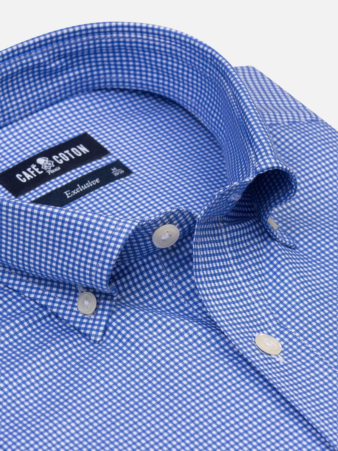 Mason blue checked shirt - Button-down collar