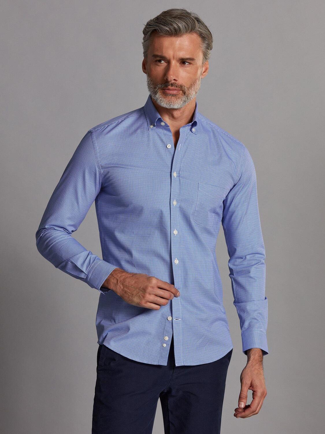 Mason blue checked shirt - Button-down collar