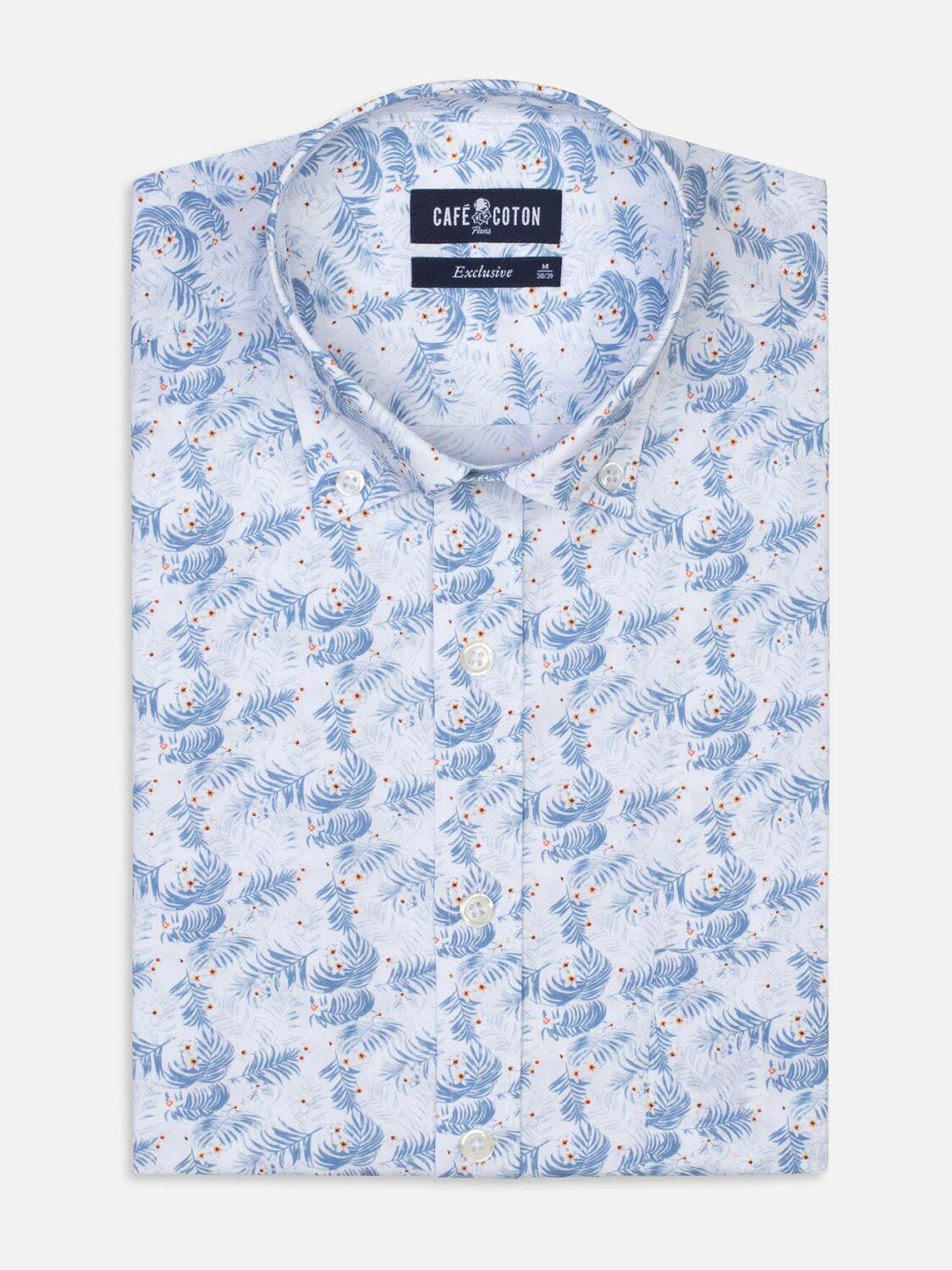 Chemise Mattis à imprimé tropical  - Col Boutonné