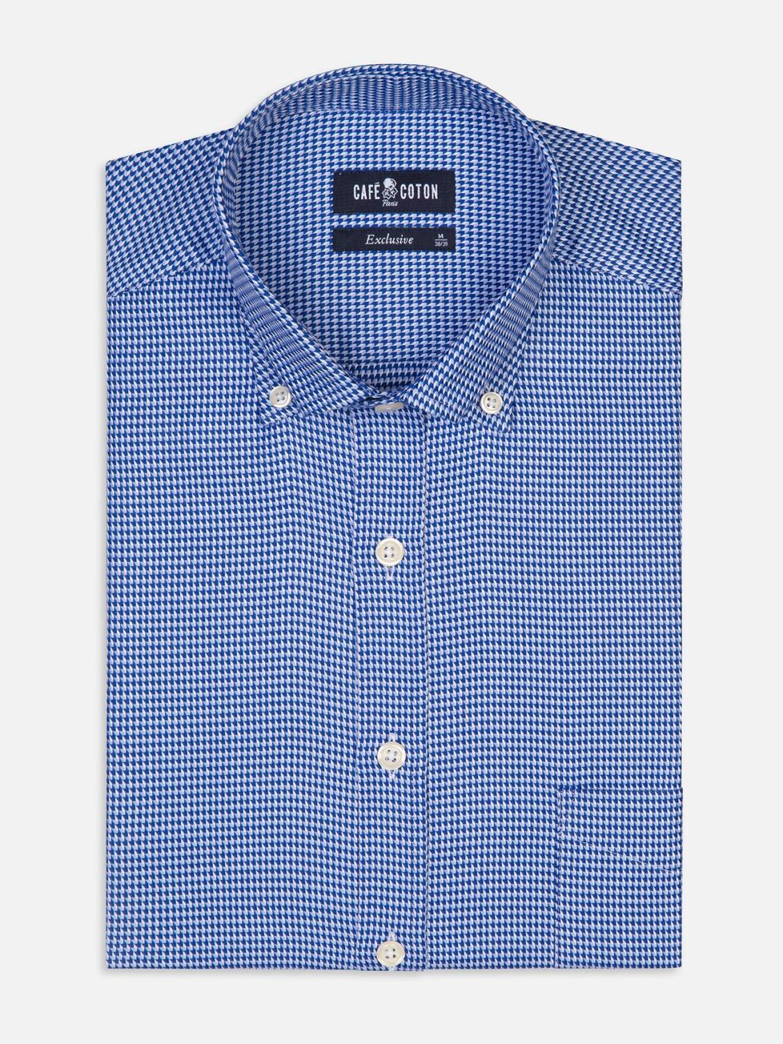 Camicia Max in twill blu - Collo button-down