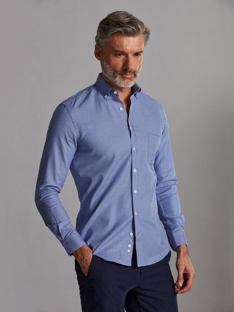 Max Hemd aus blauem Twill - Button Down Kragen