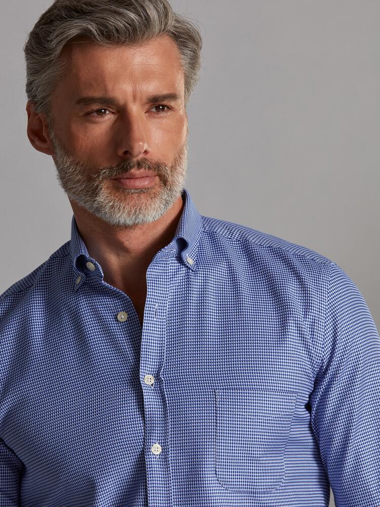 Camisa Max de sarga azul - Cuello con botones