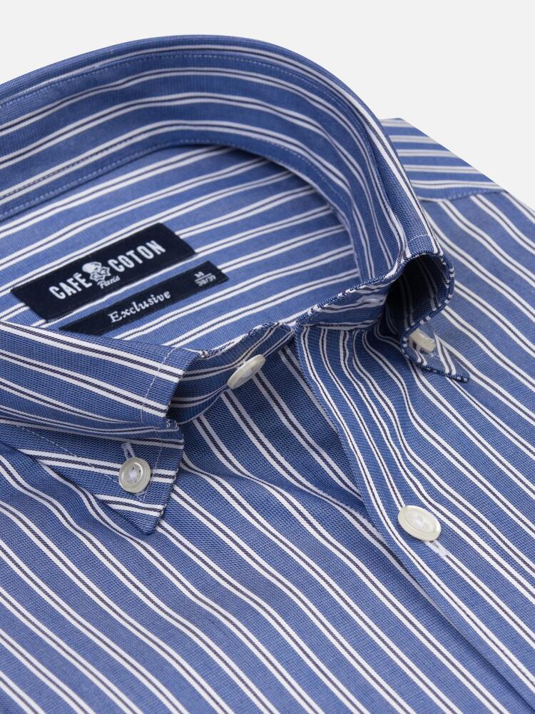 Maxwel navy blue striped shirt - Button-down collar