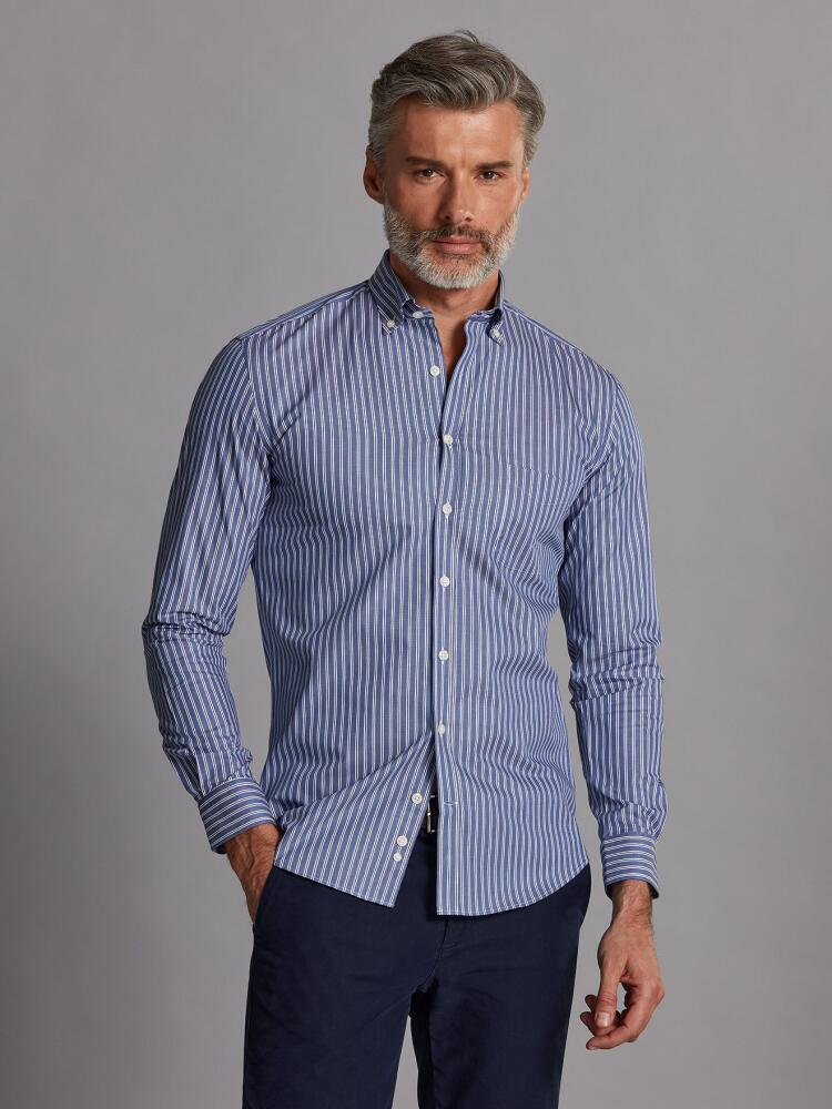 Maxwel navy blue striped shirt - Button-down collar