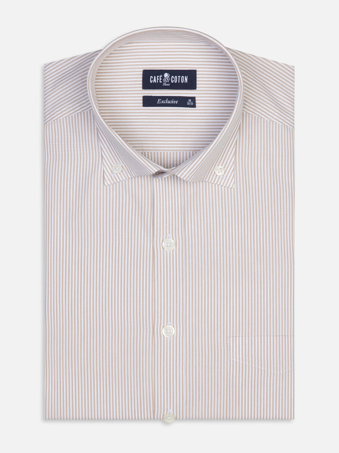 Overhemd Menthon met strepen beige - Buttown down