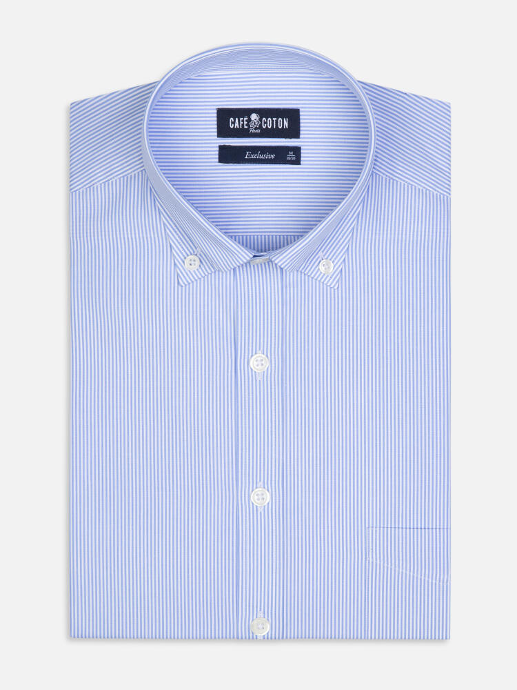 Menthon-Hemd mit himmelblauen Streifen - Buttondown Kragen