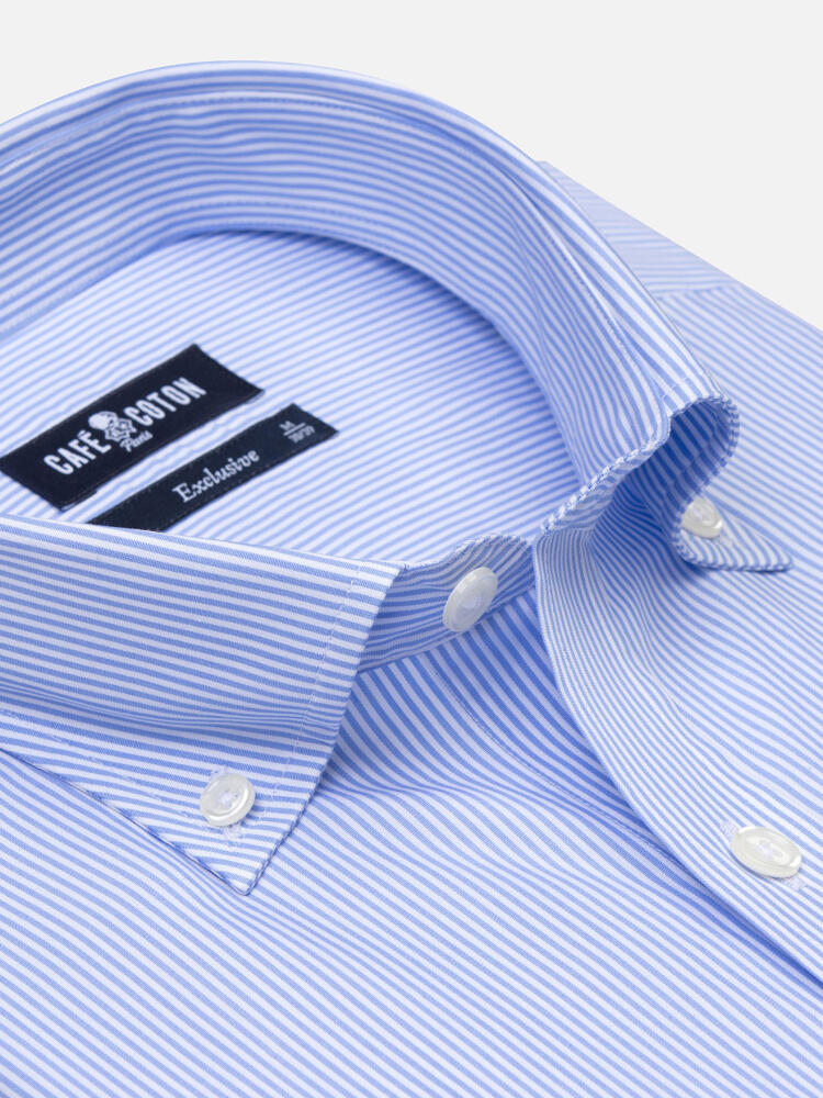 Menthon-Hemd mit himmelblauen Streifen - Buttondown Kragen