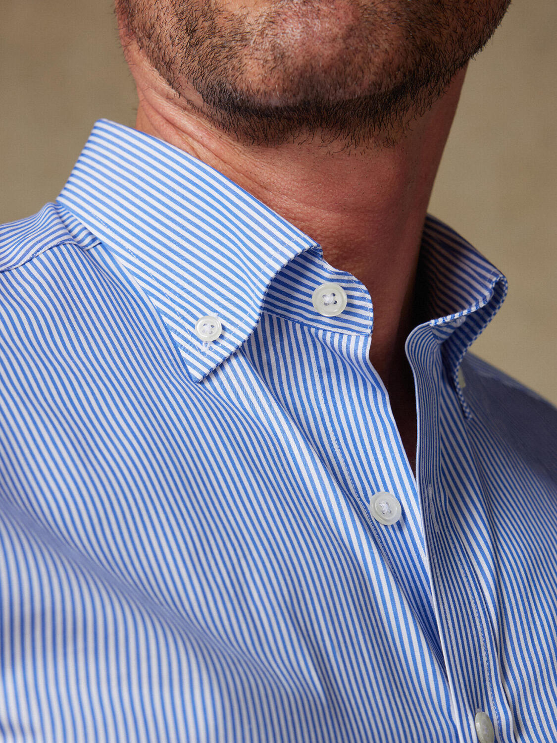 Overhemd Menthon met strepen blauw - Buttown down