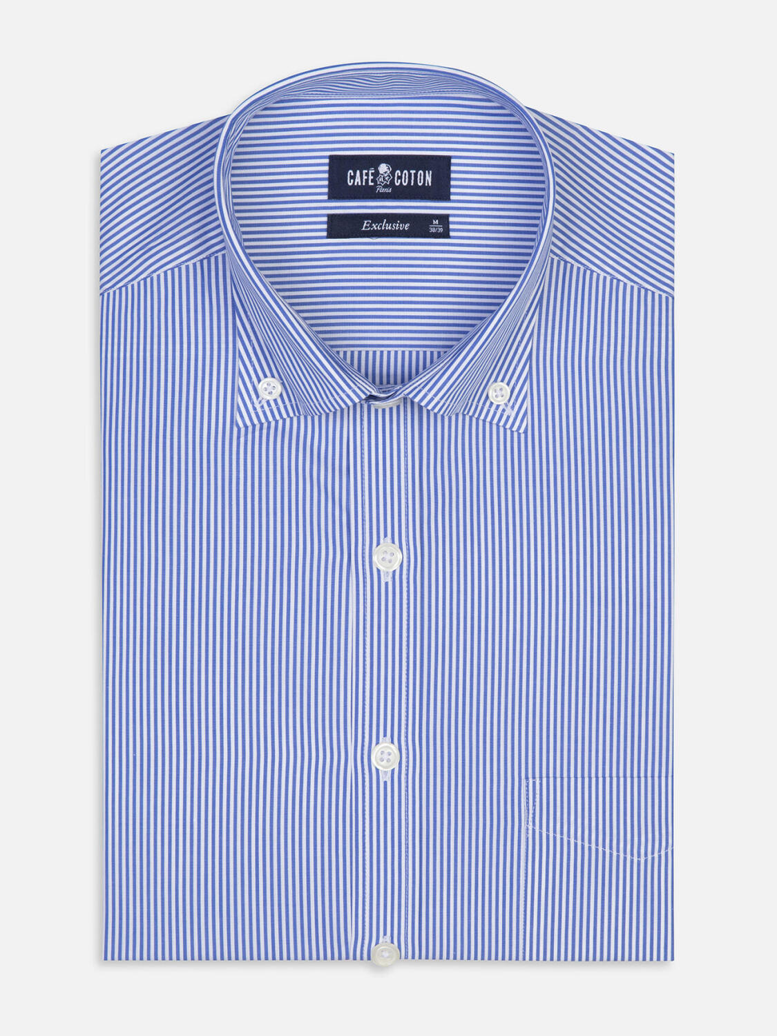 Overhemd Menthon met strepen blauw - Buttown down