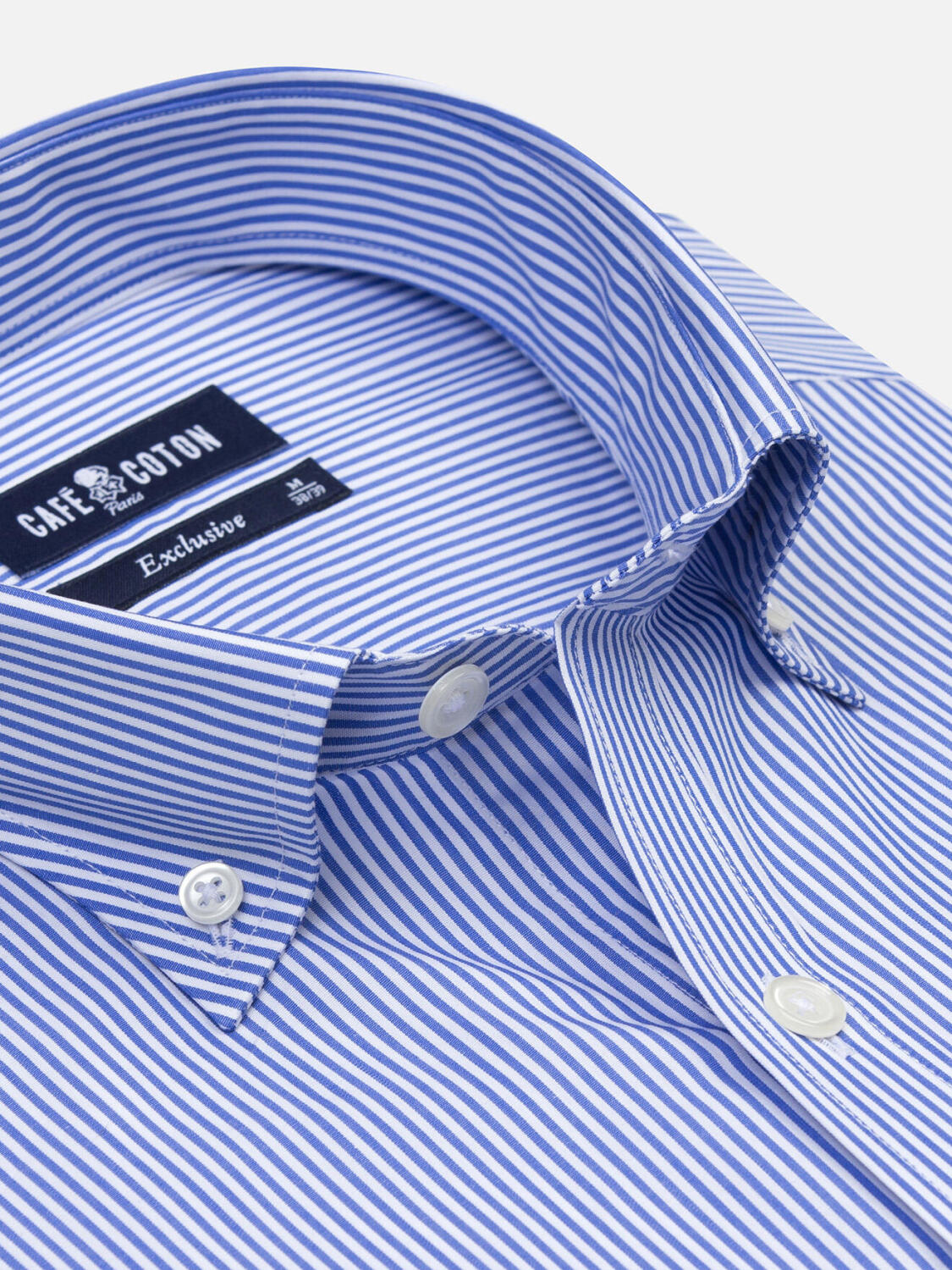 Overhemd Menthon met strepen blauw - Buttown down