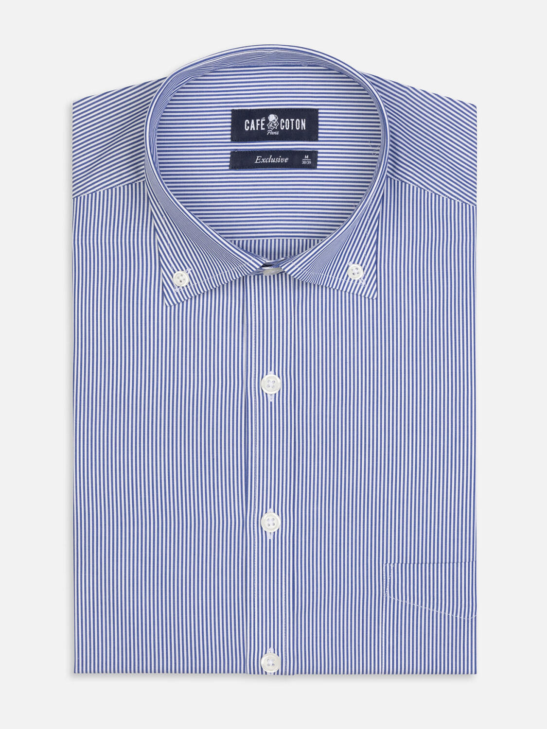 Menthon marine streep overhemd - Button-down kraag