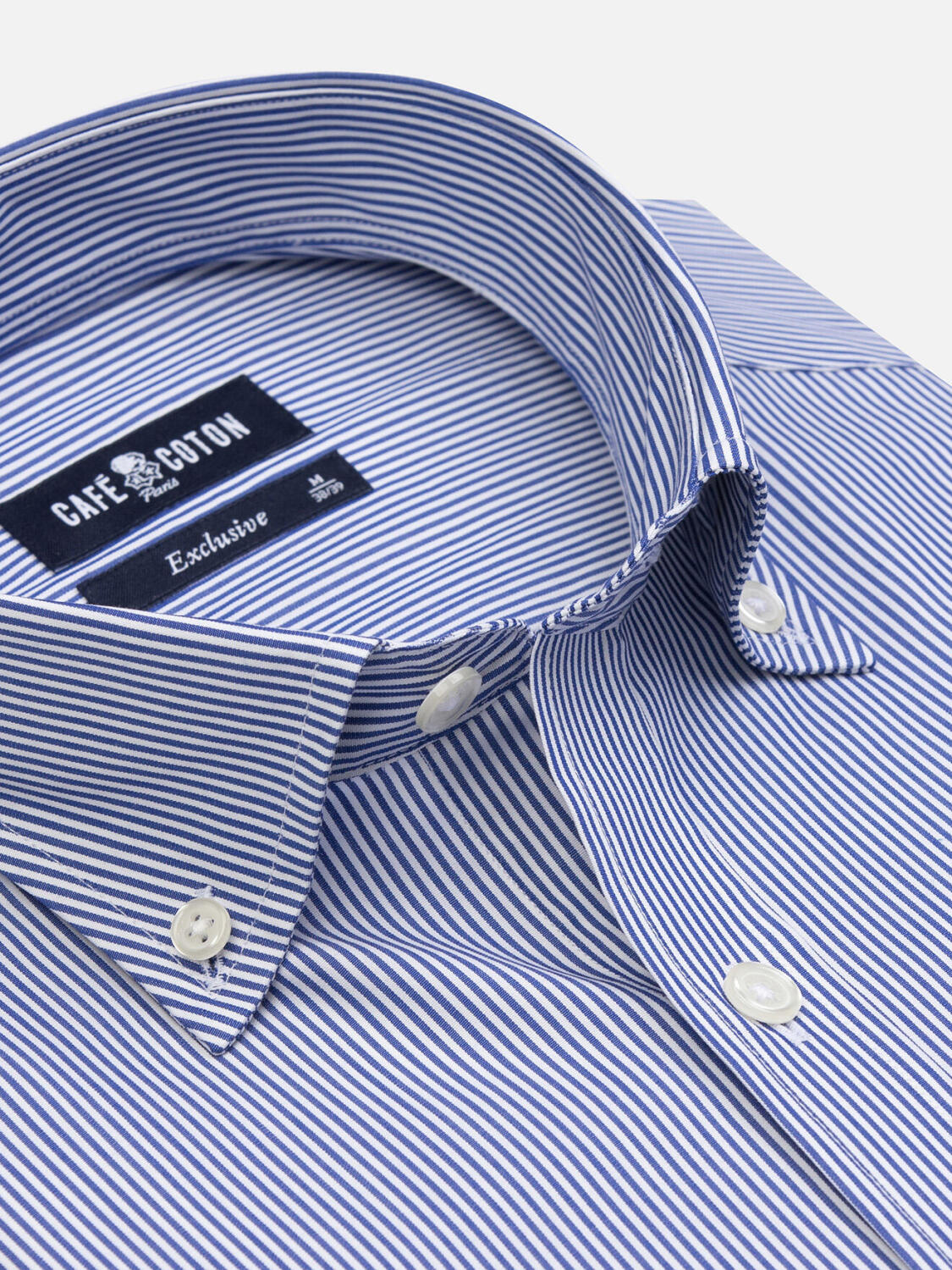 Menthon marine streep overhemd - Button-down kraag