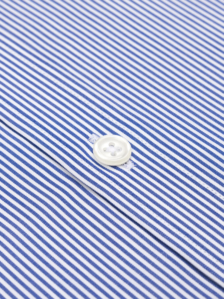 Menthon navy stripes shirt - Button down collar