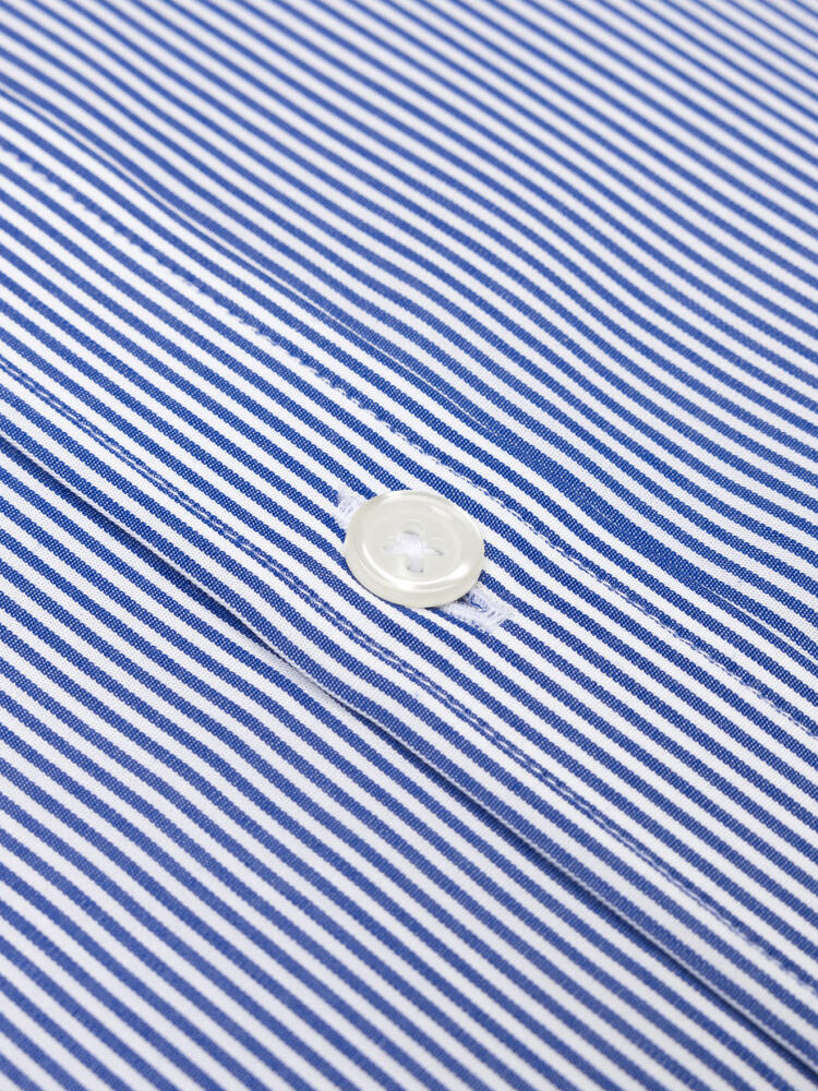 Chemise Menthon à rayures marine - Col Boutonné