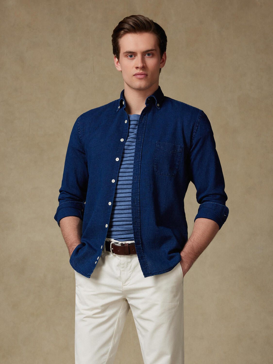 Chemise Mercer indigo  - Col Boutonné