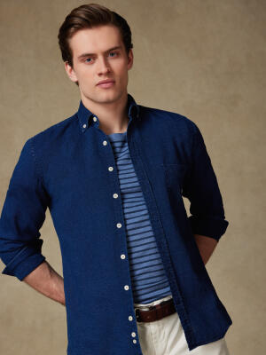 Mercer shirt indigo   - Button down collar