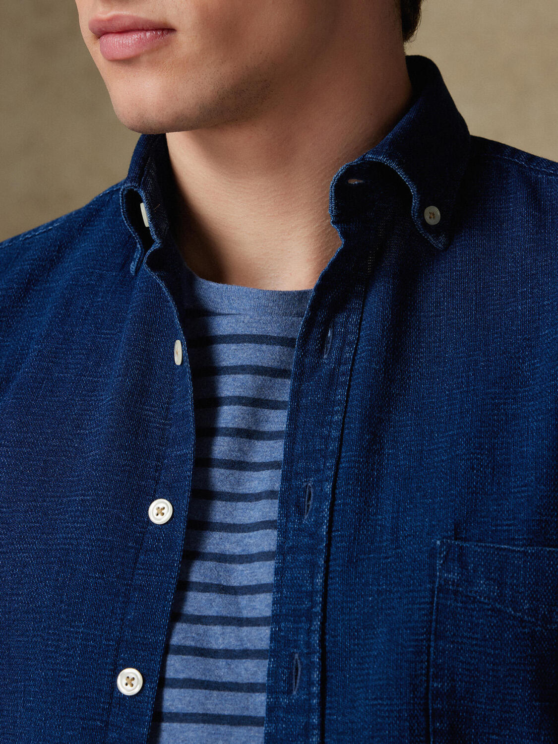 Chemise Mercer indigo  - Col Boutonné