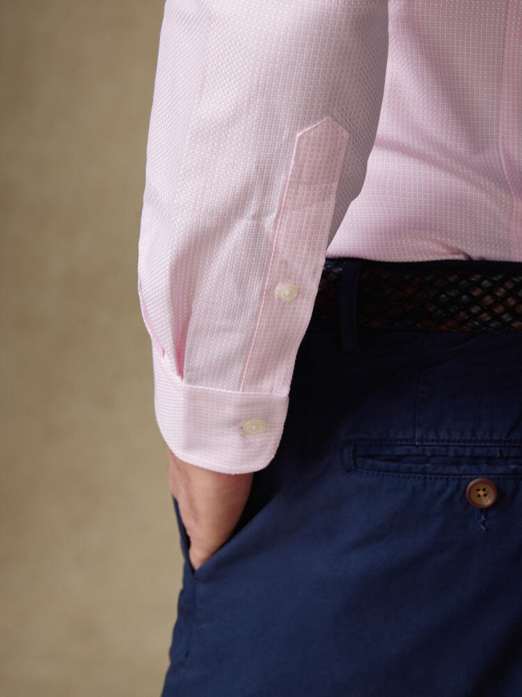 Chemise Miles en natté rose  - Col Boutonné