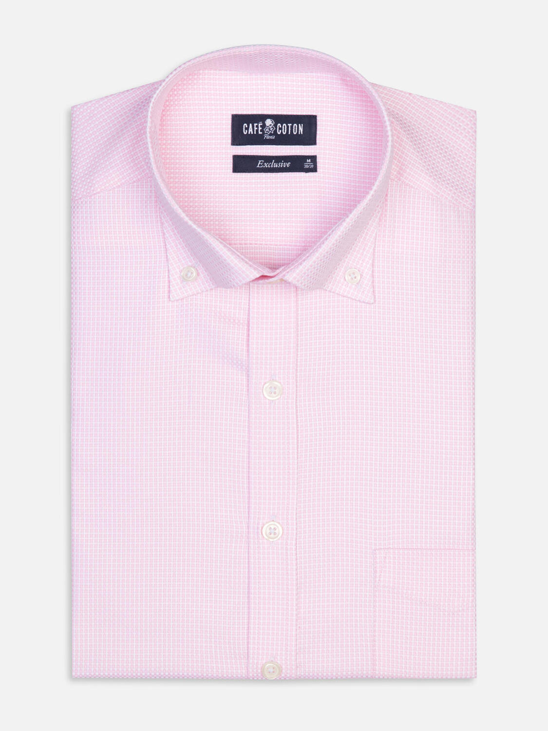 Chemise Miles en natté rose  - Col Boutonné