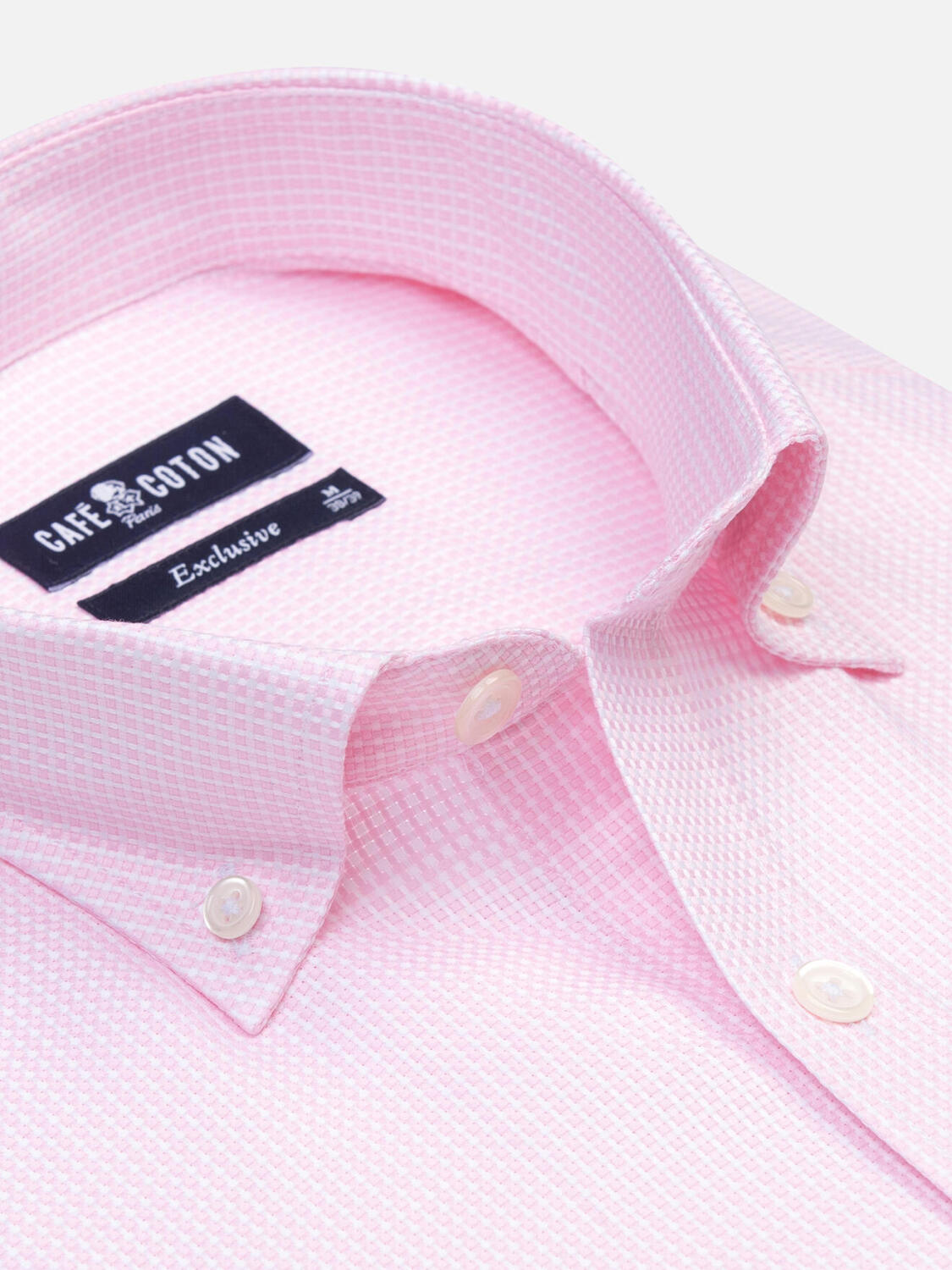 Chemise Miles en natté rose  - Col Boutonné