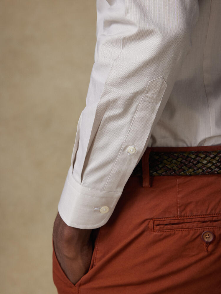 Korbgeflecht Hemd sand   - Button down Kragen