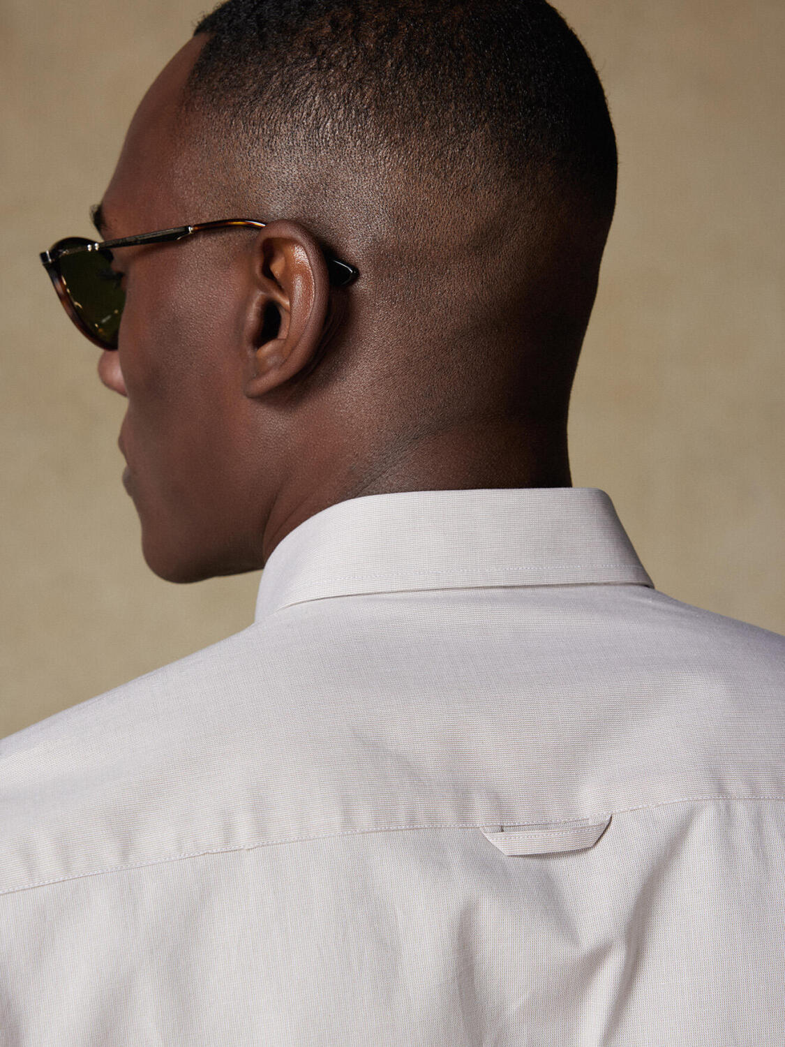 Chemise en natté sable  - Col boutonné