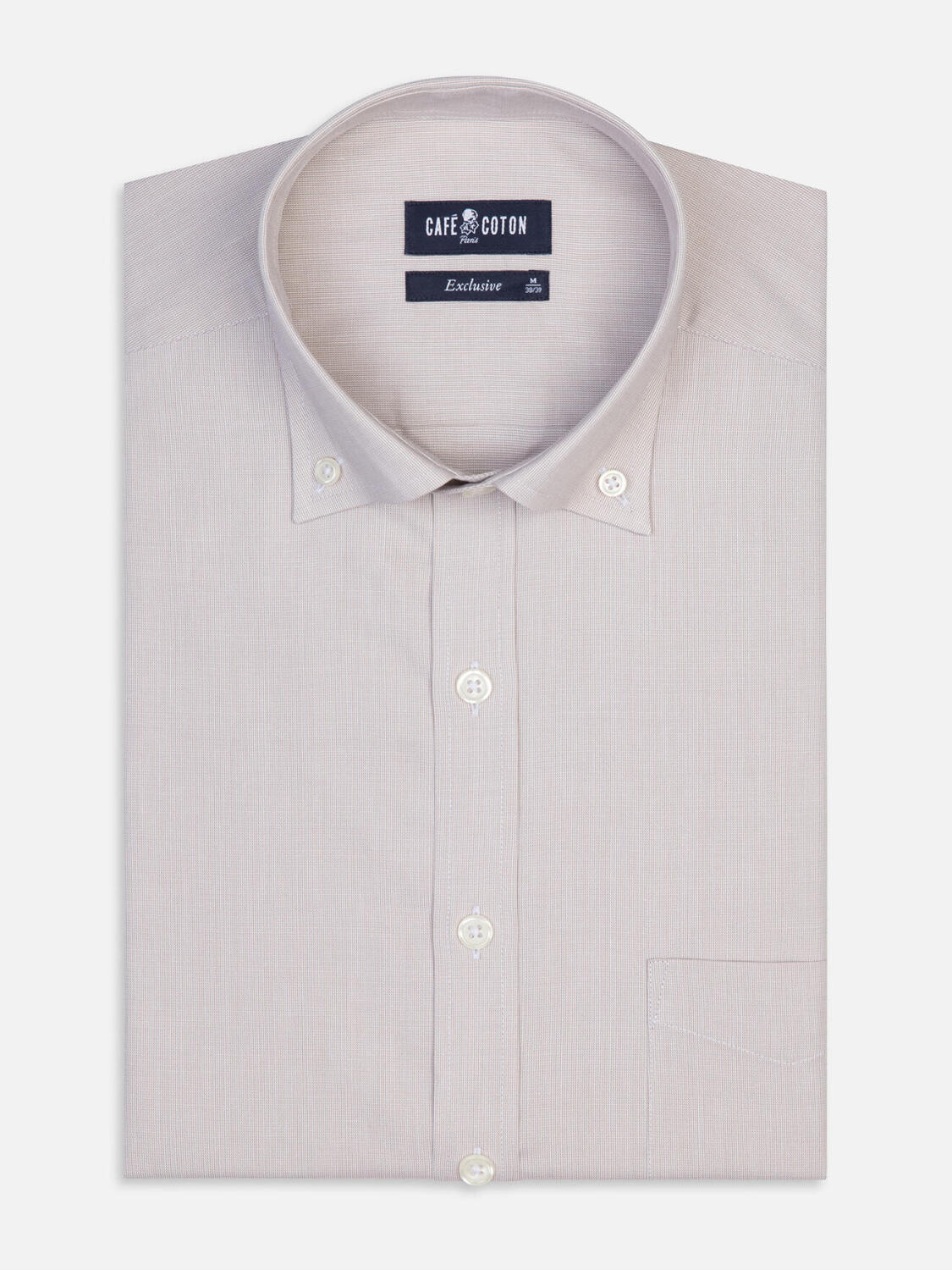 Chemise en natté sable  - Col boutonné
