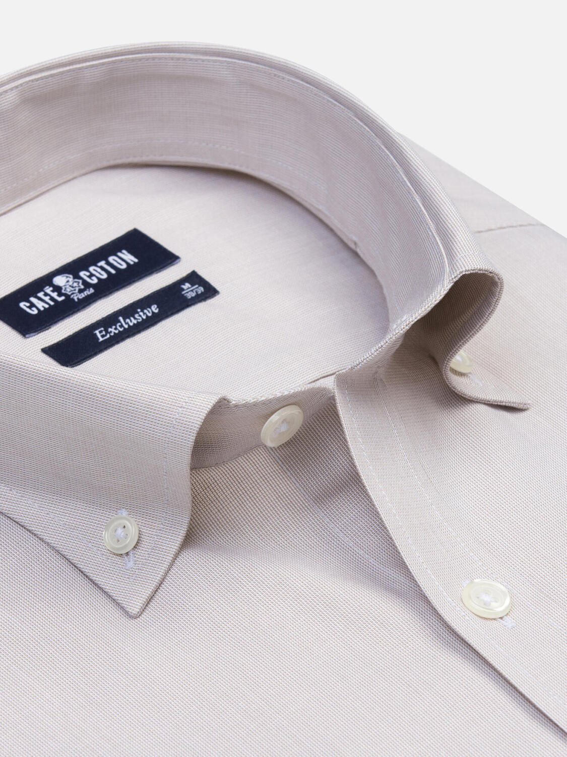 Chemise en natté sable  - Col boutonné