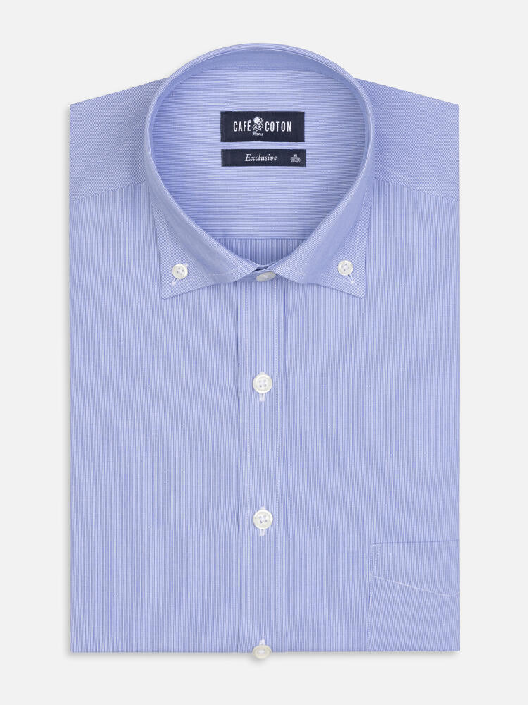 Duizend Strepen Blauw Overhemd - Button-down kraag