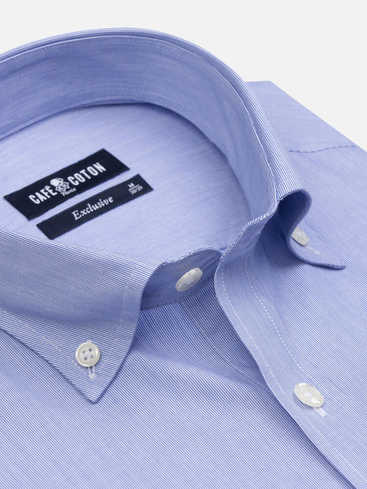 Duizend Strepen Blauw Overhemd - Button-down kraag