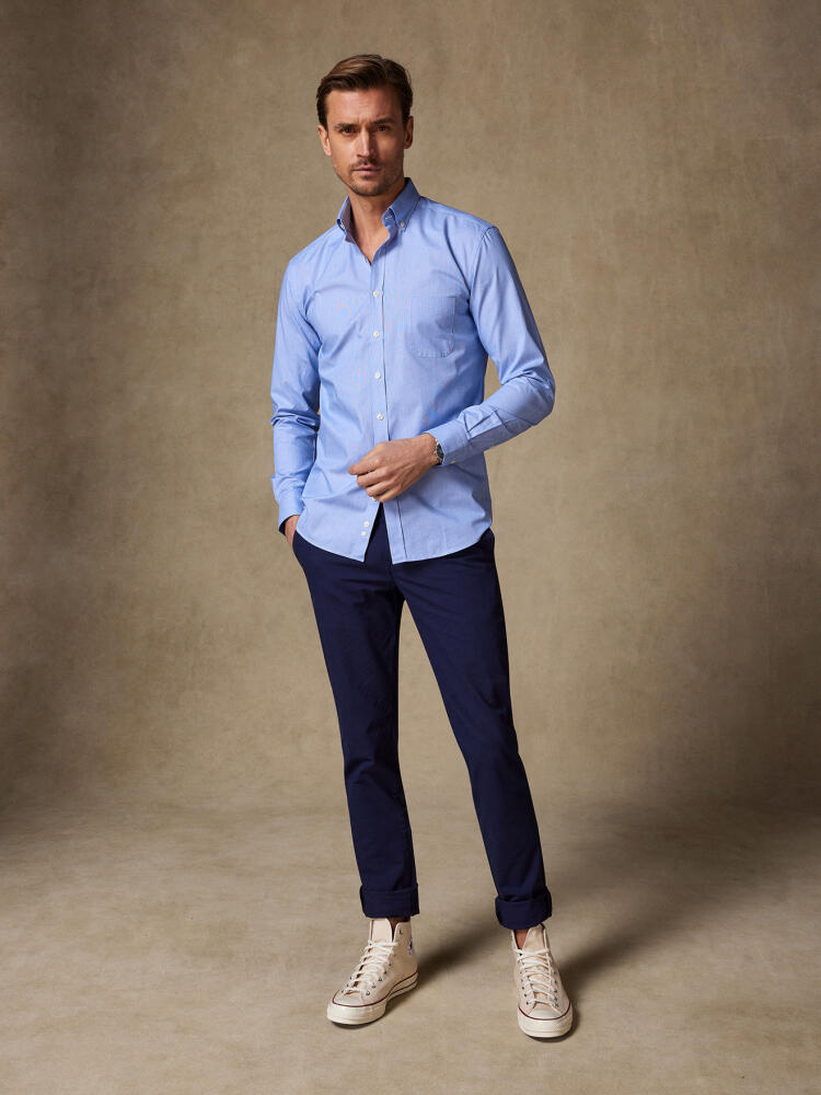 Duizend Strepen Blauw Overhemd - Button-down kraag